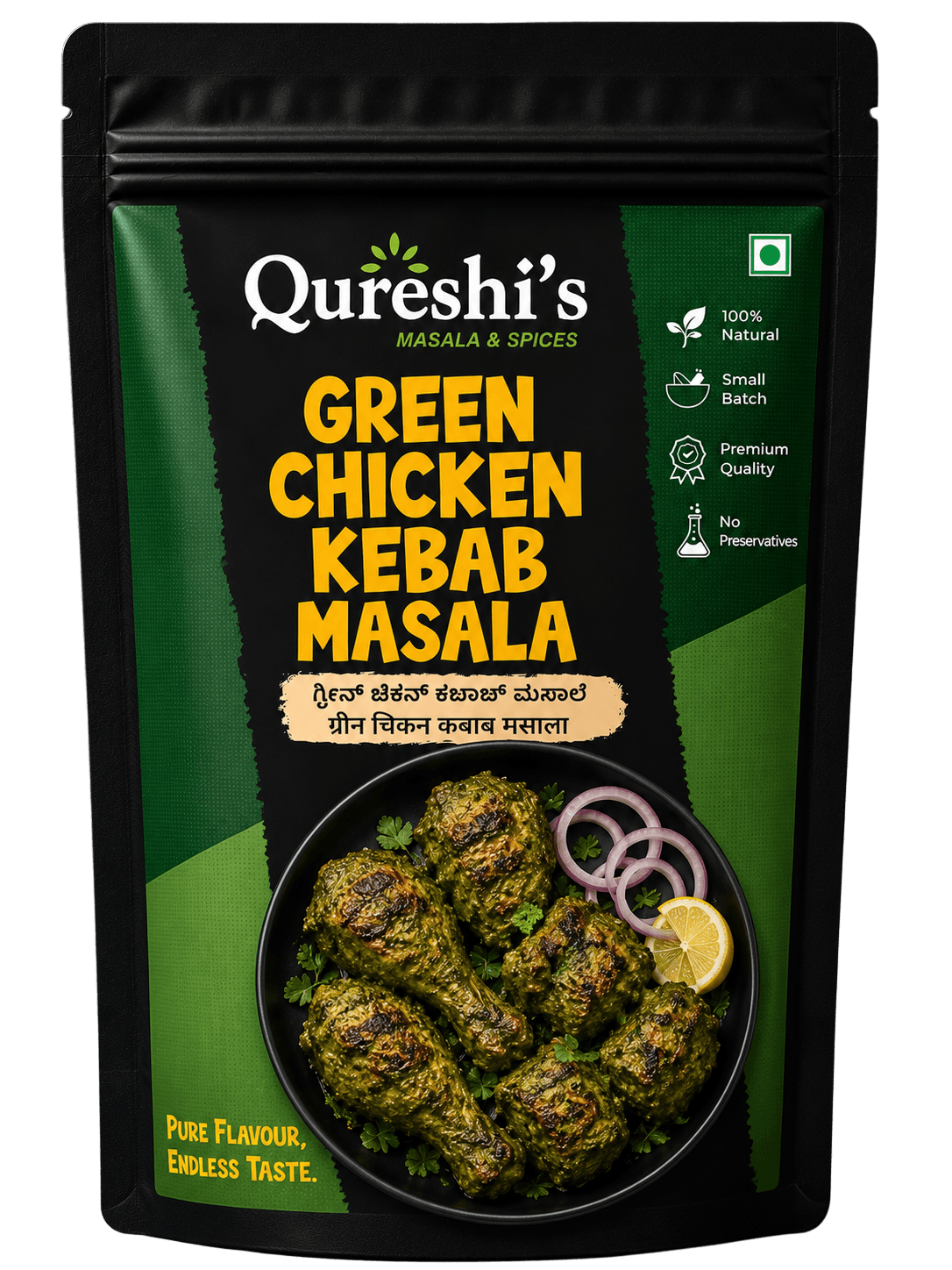 Qureshi's Green Chicken Kebab Masala pouch